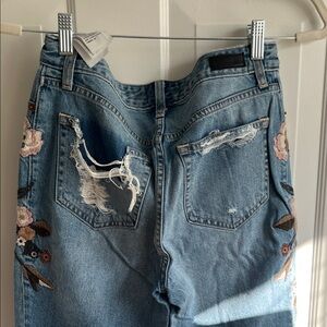 Abercrombie & Fitch Blue Floral Embroidered Jeans